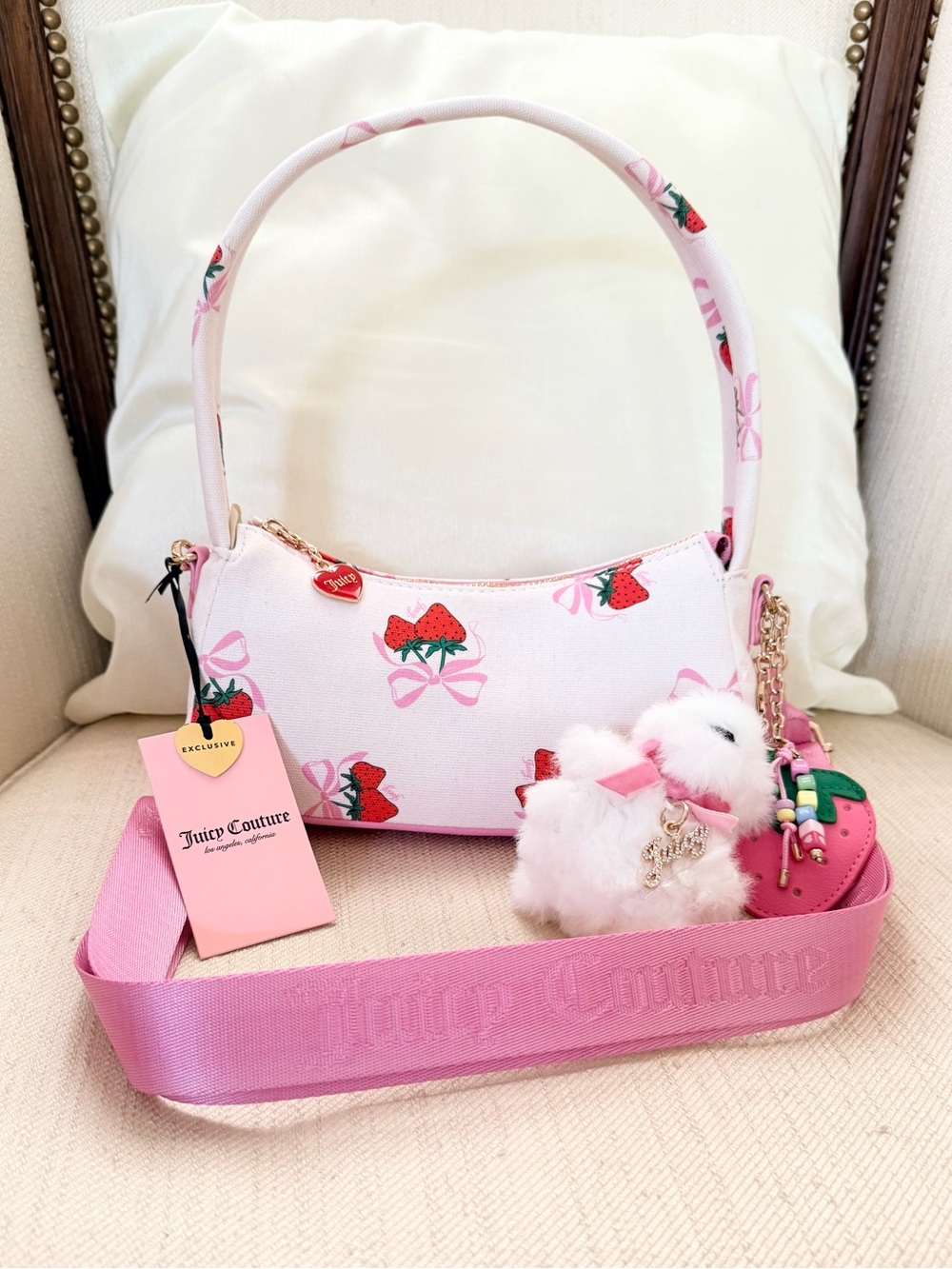 NWT Viral Juicy Couture pink strawberry Y2K purse bag